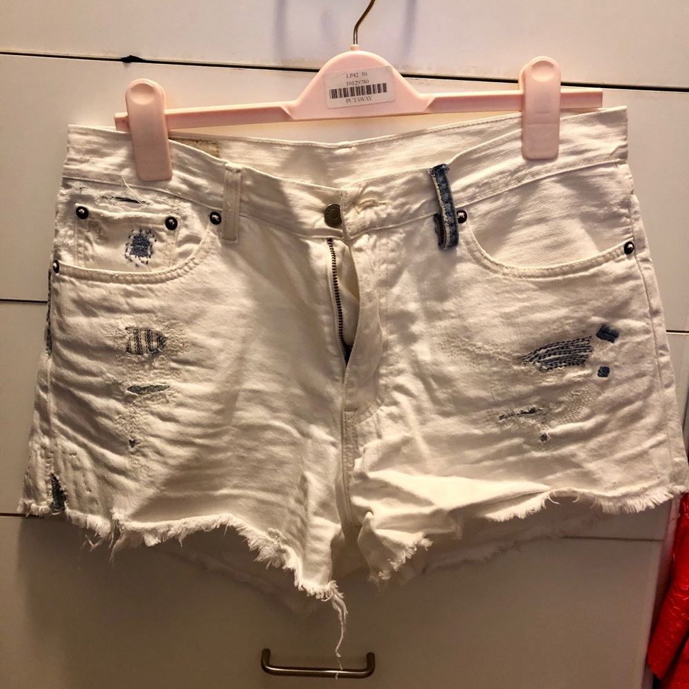 Polo white cutoff shorts